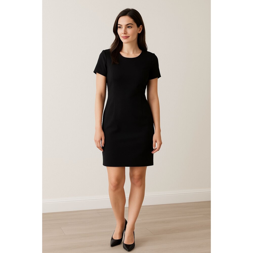 Forever 21 Women’s Sz M Black Short Sleeve Sheath Dress Classic Minimalist Work
